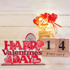 Valentines Day Table Decorations for Home Wood Decor 11.8×6.5 Inch, Red