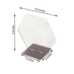 5 SILVER 5″ Hexagon ACRYLIC STANDS TABLE NUMBERS Sign Holders Party Decorations