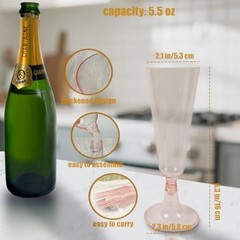 Champagne Flutes Plastic,25 Pack Disposable Champagne Glasses,Clear Pink