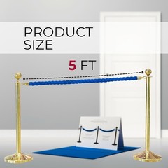 5FT Blue Braided Stanchion Rope Set – 6 Pack Thick Twisted VIP Ropes for S