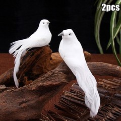 Artificial Doves Bird Garden Home Indoors 2pcs Clip Feather Home Lover