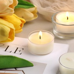 Simeitol 50 Pcs Soy Wax Tealight Candles (6 Hour Burn Time) 50pack, White