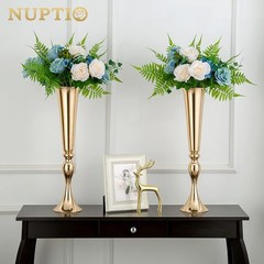 Gold Tall Centerpiece Table: 21.9″ Trumpet Vases for Wedding Metal Flower Stand