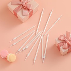 36-Count Pearl White Long Thin Birthday Candles, Cake Candles, Birthday Parti…