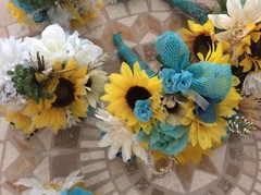 WEDDING FLOWERS BOUQUETS Decorations Sunflowers turquoise SALE THRU 9/5