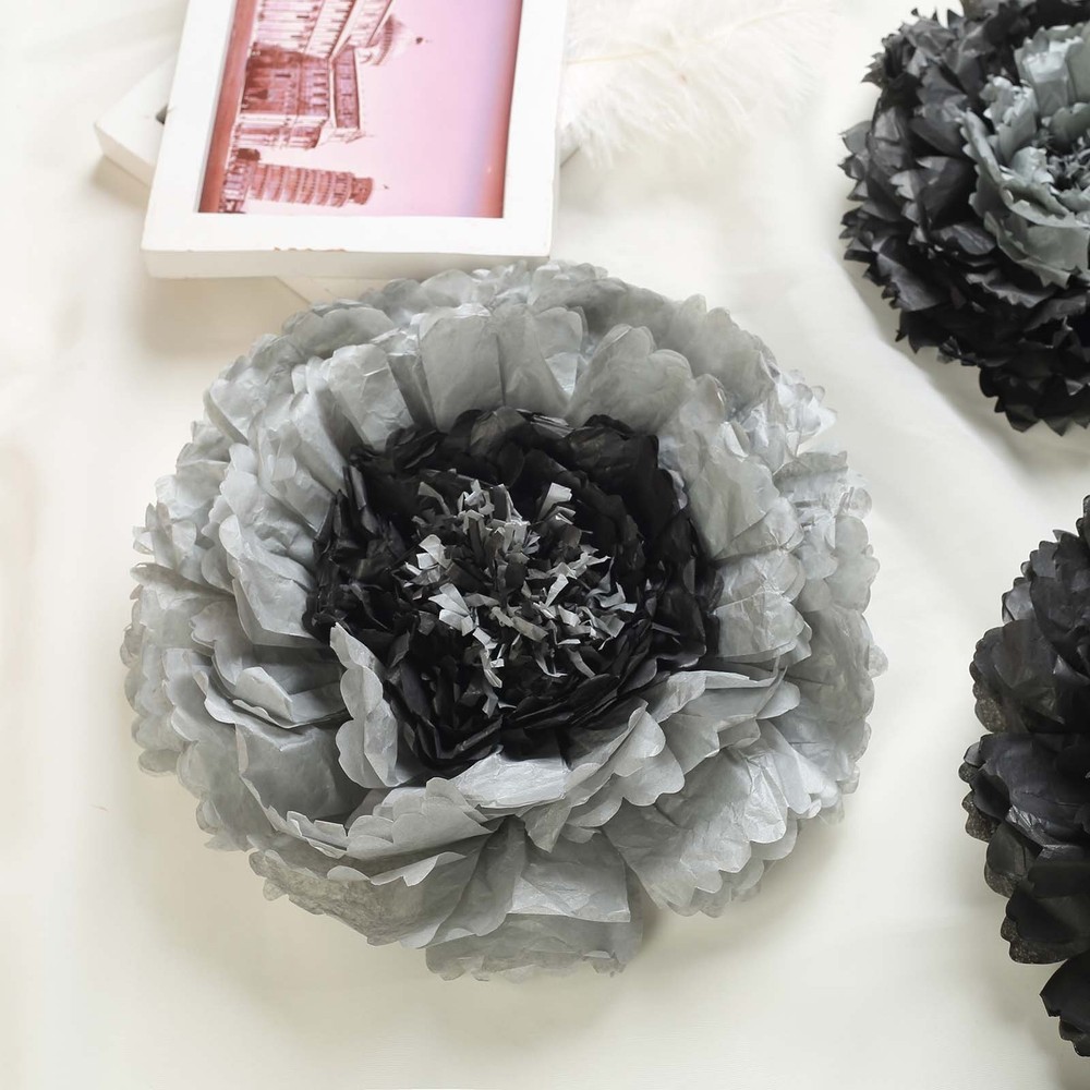 24 pack 12″ 16″ 20″ Charcoal Grey Tissue Paper Carnation Flowers Backdrop