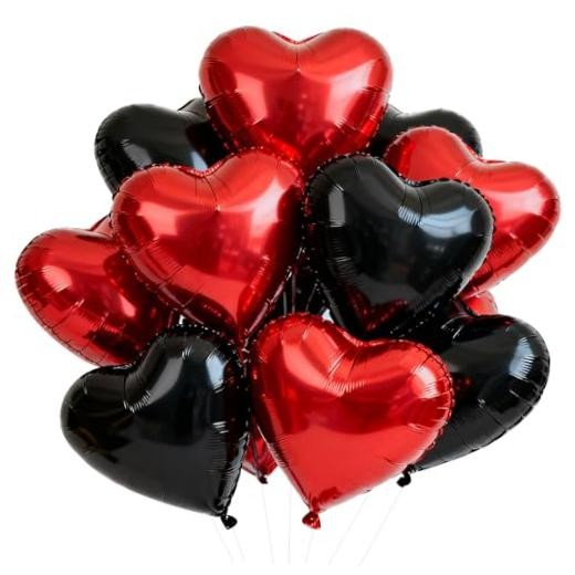 30Pcs 18 Inch Red Black Heart Balloons Valentine’s Day Heart 30pcs-black Red