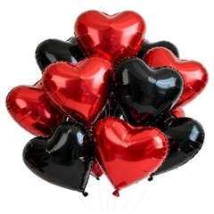 30Pcs 18 Inch Red Black Heart Balloons Valentine’s Day Heart 30pcs-black Red