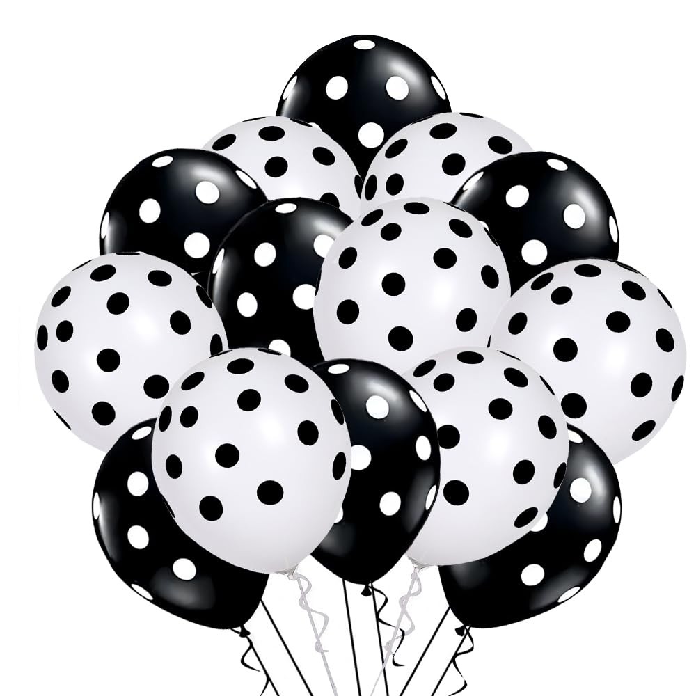 wrovitik 50 Pcs Latex Balloons, 12 Inch Black and White 12 inch, Black,