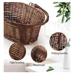 Barydat 6 Pcs Small Wicker Multi-use Baskets With Handle- Oval-9″X7″X4″