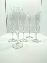 1970’s Champagne Stem Flute Toasting Glasses Vintage Set of 5 light in weight