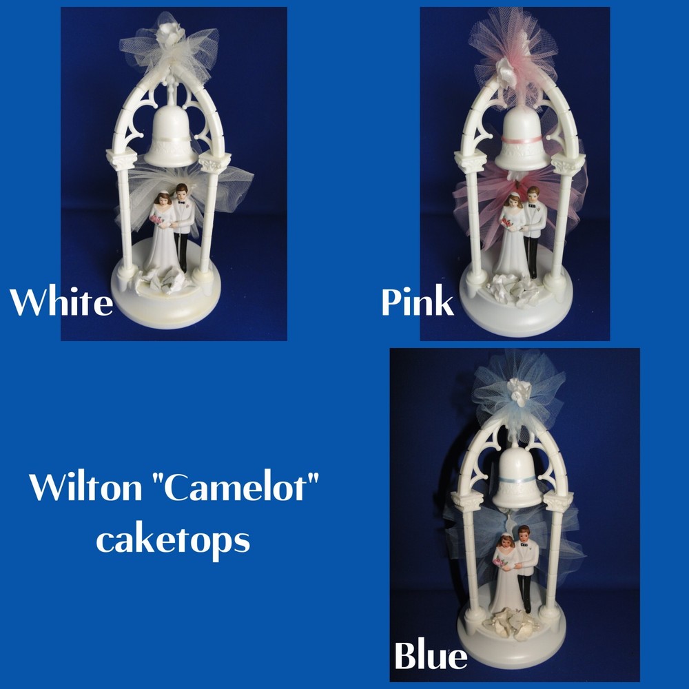 New Wilton Vintage «Camelot» CakeTop, Bride & Groom, pink, blue, & white