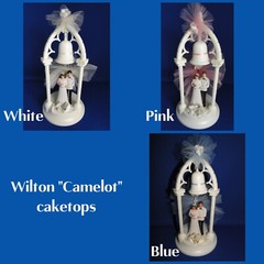 New Wilton Vintage «Camelot» CakeTop, Bride & Groom, pink, blue, & white