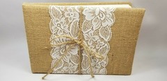 Studio His and Hers Burlap and Lace Guest Book With Cream Pages New In Box