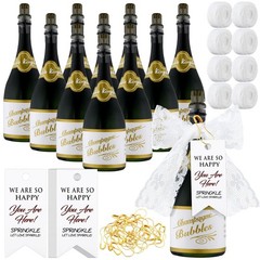 20 Pcs Mini Champagne Bottle Bubbles Wedding Favors with Ribbons & Cards – Party