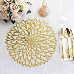 6 Metallic Gold 13″ Laser Cut Hibiscus Flower Cardboard Placemats Party Events