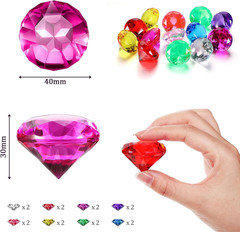 16 Pcs Acrylic Diamond Large Gems Pirate round Treasure Acrylic Gemstones Toy Ge