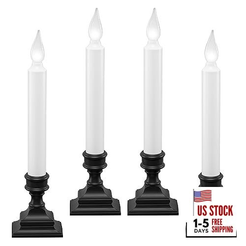 LED Battery Operated Window Candles with Timer, Bright Hot Antique Bronze
