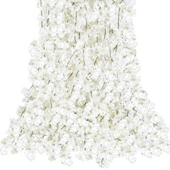 Sggvecsy Cherry Blossom Garland Artificial Flower Vines 4 4pcs, White
