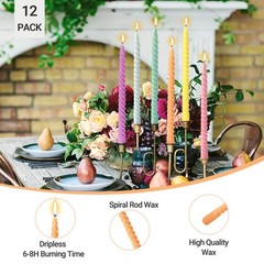 Sixladybro 10 Inch Multi-Color Spiral Taper Candles For Home Decoration 12 Pack