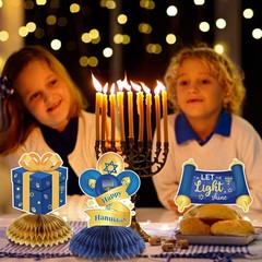9 Pieces Hanukkah Table Decorations Centerpiece 8 x 8 inches, Blue