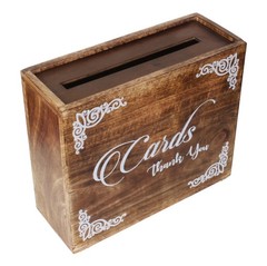 ARTISENIA Wooden Wedding Card Box with Slit Gift 12″ X 10″ X 4.5″, Brown