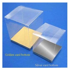 24 PCS 4x4x4-1/2″ Party Wedding Favor Tuck Top Clear PVC Box W/ Gold Card Bottom