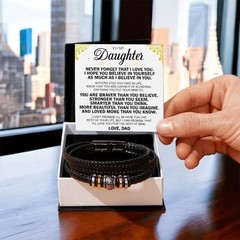Braided Vegan Leather Bracelet & Sentimental Message Card Gift Set for Design 8