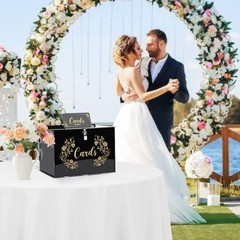 Black Acrylic Wedding Card Box Card Boxes with Lock and Card Sign, Gift Card Box