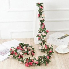 2Pcs 16.4Ft Flower Garland Artificial Rose Vines for Bedroom, Cute Fake